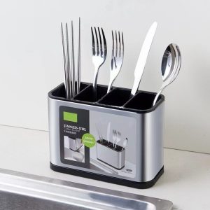 Multifunction Kitchen Cutlery Holder. Spoon Fork Knife Drainer Organizer.