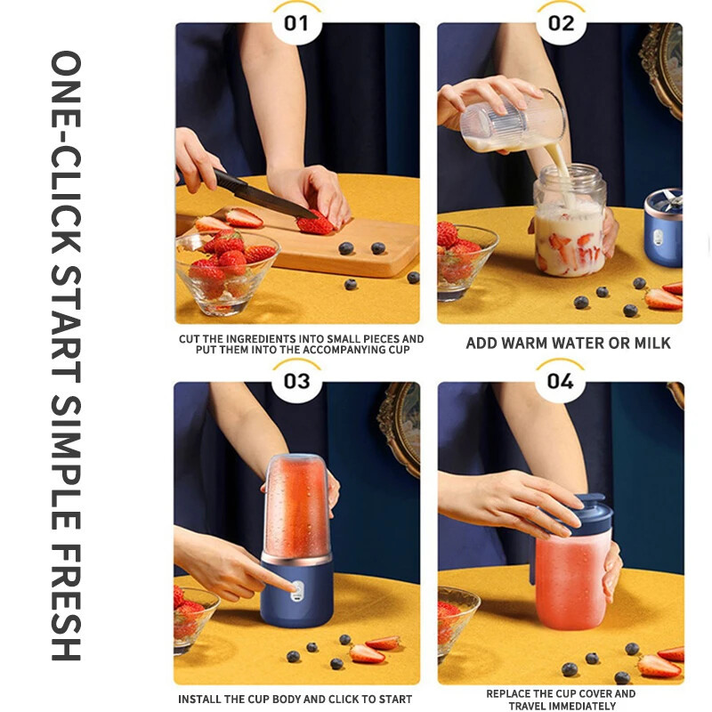 Electric Juice Maker Portable Blender Smoothie Mini Juicer Fruit Machine 400ml - Image 4
