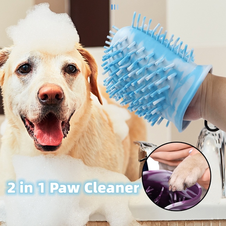 2 In 1 Dog Paw Cleaner Cup - Soft Silicone Portable Paw Washing Brush